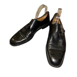 Paolo De Marco Mens Black Leather Monk Strap Brogue Dress Shoes 11B